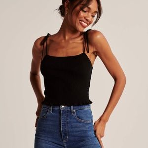 Abercrombie Tie-Strap Slim-Ribbed Cropped Cami